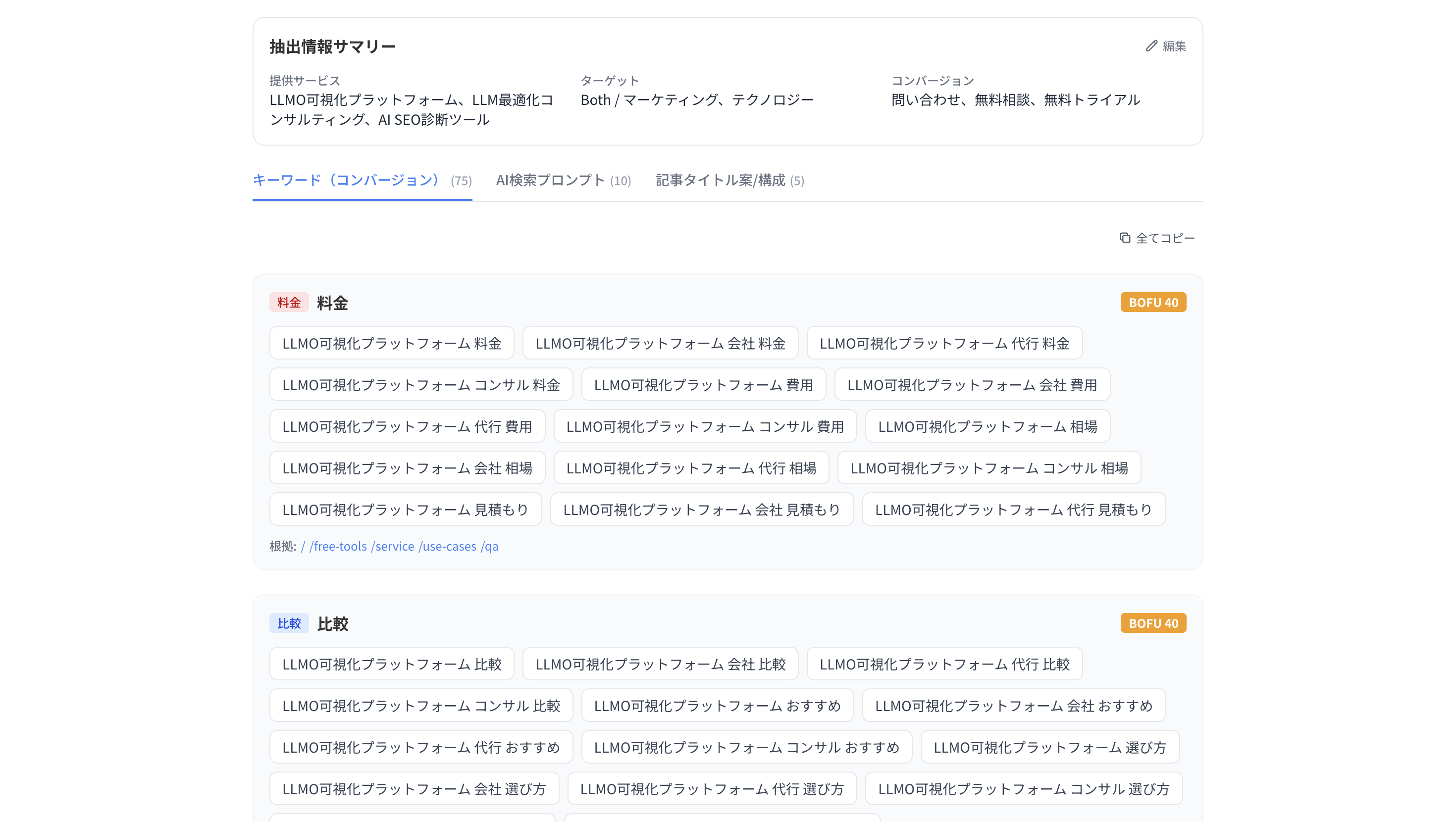 コンバージョンキーワード一覧