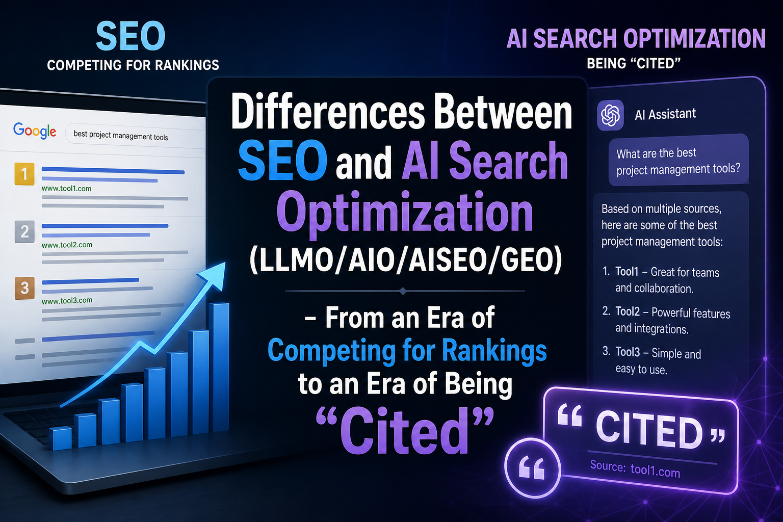 Differences Between SEO and AI Search Optimization (LLMO/AIO/AISEO/GEO) - From an Era of Competing for Rankings to an Era of Being "Cited" - Thumbnail
